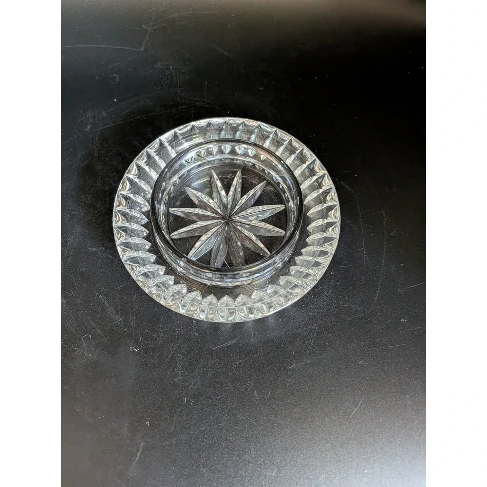 Vintage Galway Irish Crystal Butter Dish Diamond Cut
